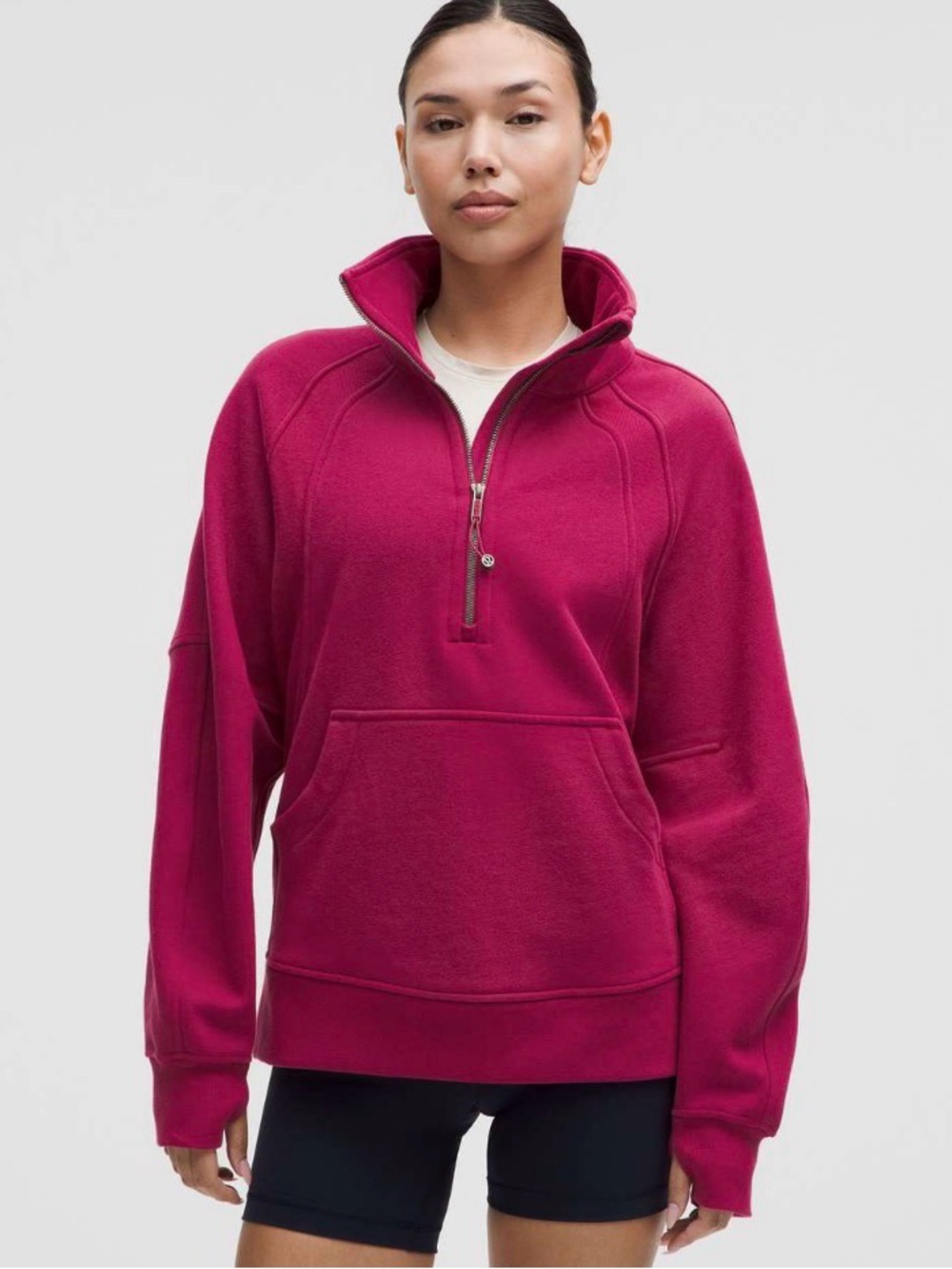 Lululemon Scuba Oversized Funnel Neck Half Zip Long Magenta Smoke XS/S